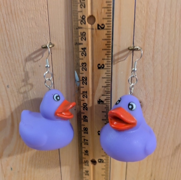 Purple Duck Earrings - Picture 3 of 4